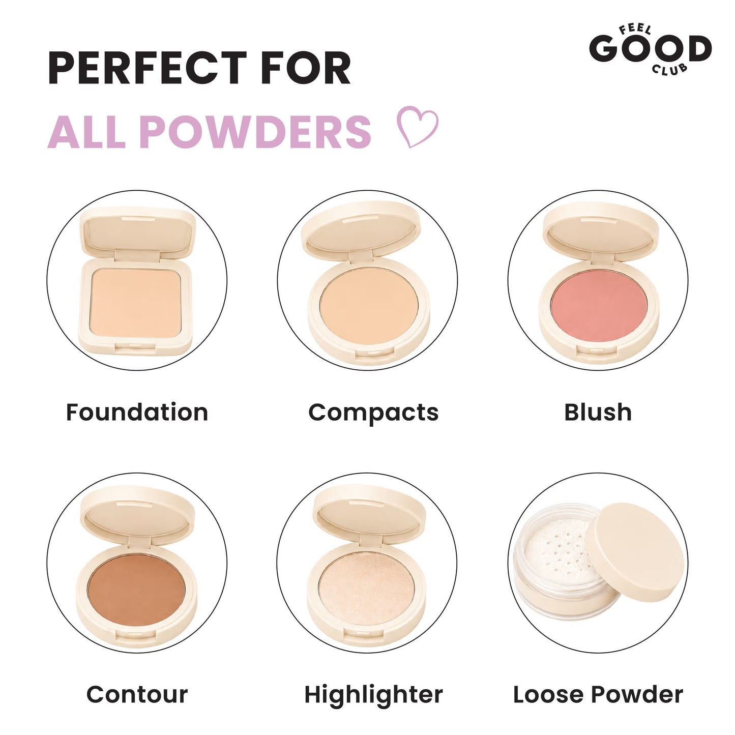Feel Good Club Makeup Munchies- 6 Full-sized Pizza Powder Beauty Puffs In A Box Case (Mixed Colours)