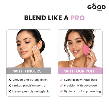 Feel Good Club Double Cut Makeup Sponge Puff For Blending Foundation Concealer Blush Face Contour