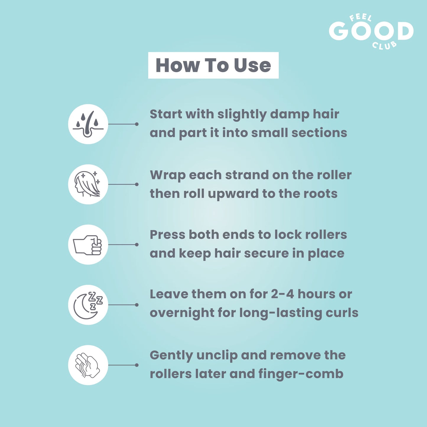 Feel Good Club Heatless Hair Rollers (Pack Of 10 Pcs)