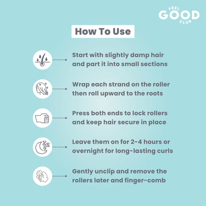 Feel Good Club Heatless Hair Rollers (Pack Of 10 Pcs)