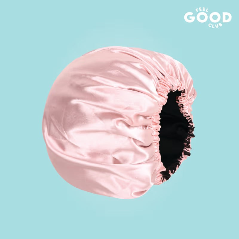 Feel Good Club Satin Hair Bonnet Sleeping Cap - Double Layer Ultra Soft Wrap To Fight Frizz (Peach)