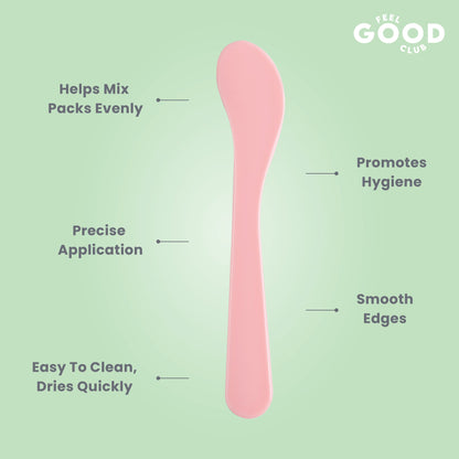 Feel Good Club Skincare Mixing Set - 1 Bowl 3 Mini Spoons 1 Spatula & 1 Brush For Face Packs & Masks