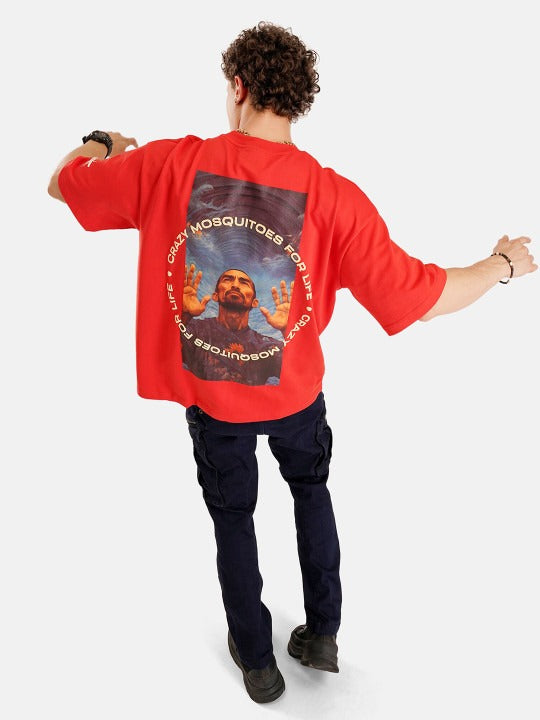 Surfer print drop shoulder crew neck oversized t-shirt. | Crazy Mosquitoes at Broadway