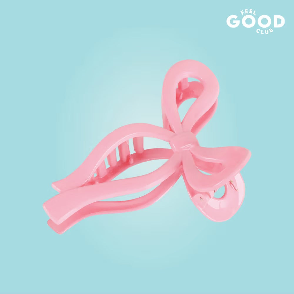 Feel Good Club Bowtiful Hair Clutcher - Pastel Pink Claw Clip Accessory For Strong Hold Hair Styling