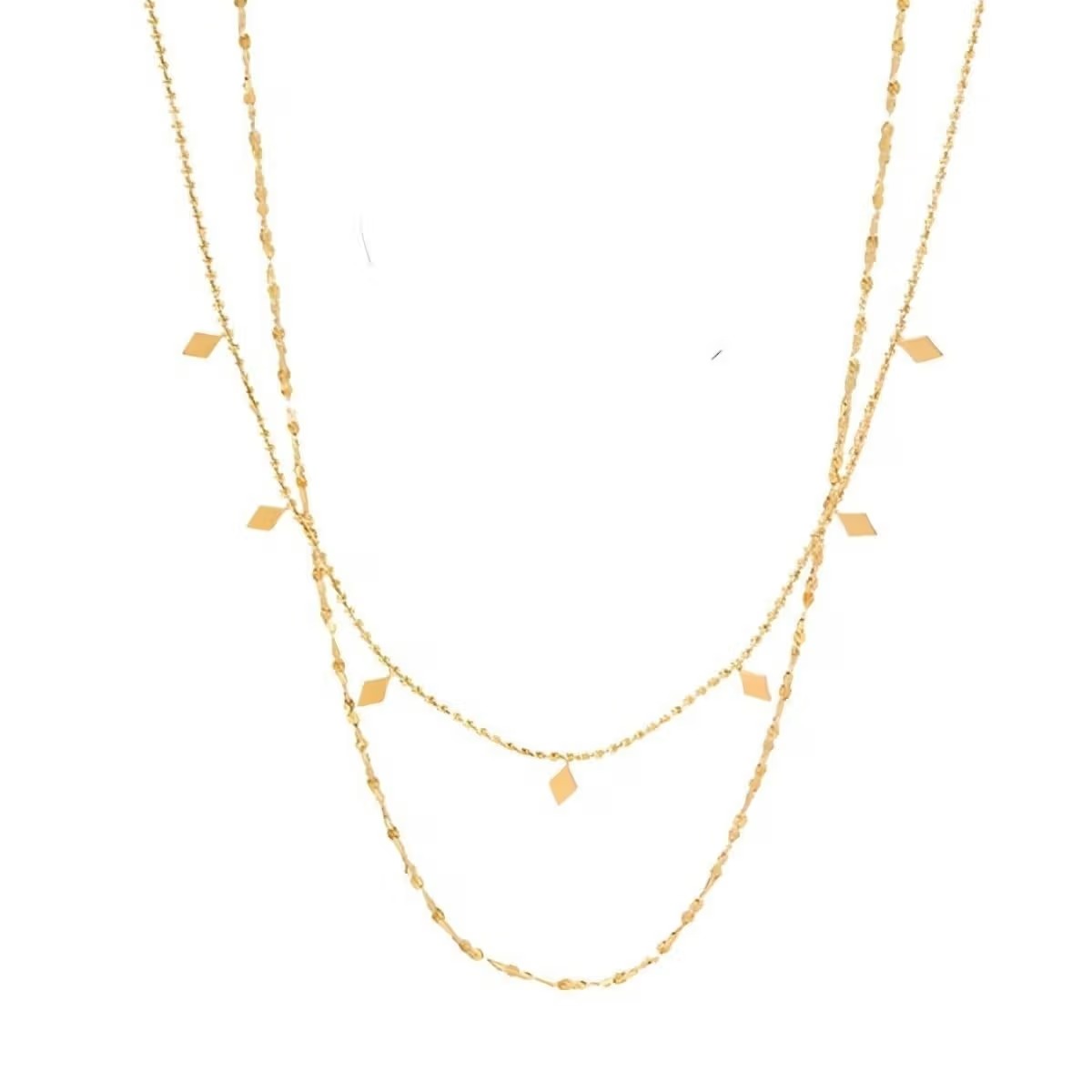 18kt Gold Plated Double Layered Beaded Diamond Necklace, Mia
