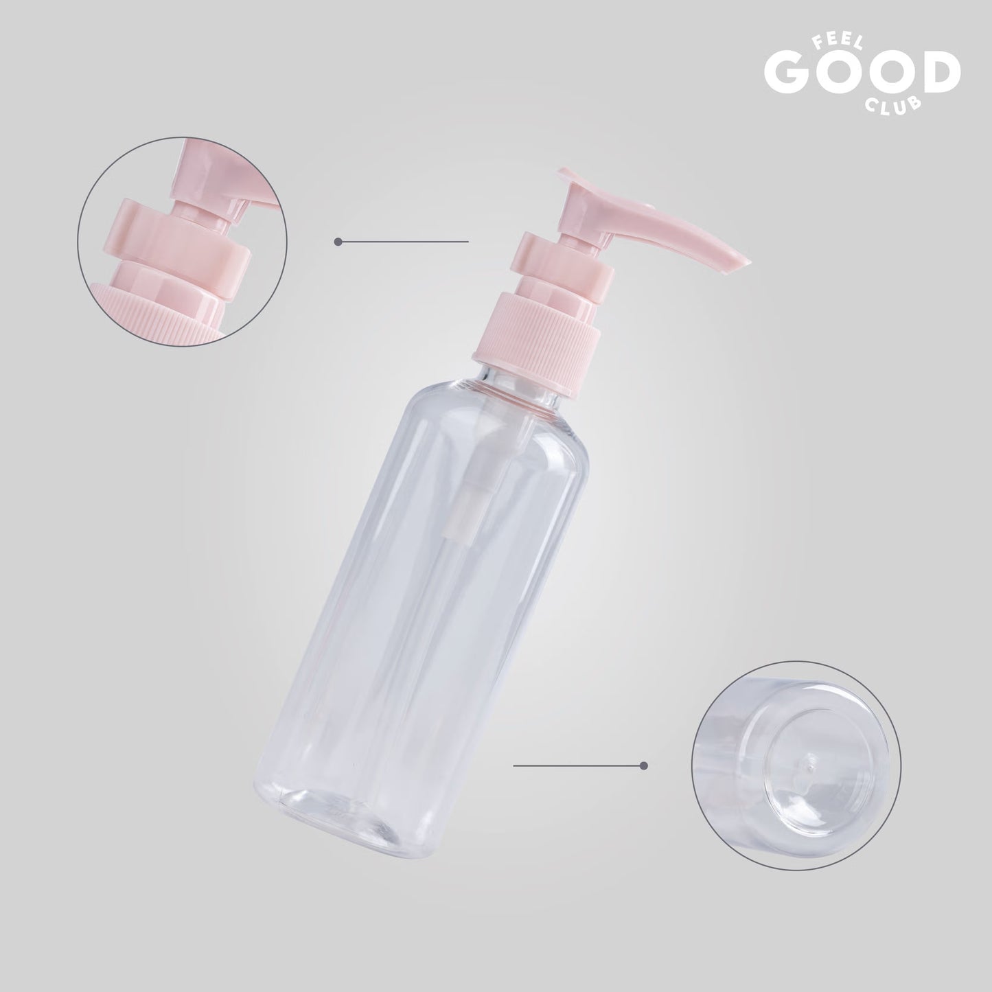 Feel Good Club Travel Toiletry Containers Set For Shampoo, Conditioner, Body Lotion, Skincare, Mists