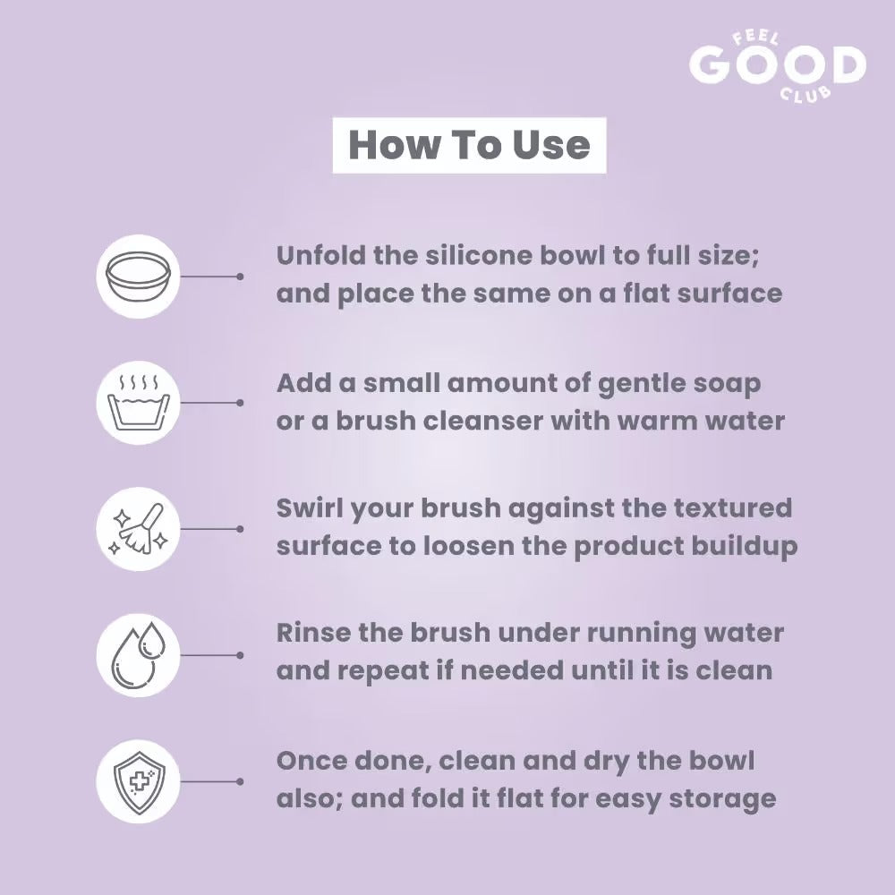 Feel Good Club Swirl & Scrub Mini Foldable Makeup Brush Cleaner Silicone Bowl With Textured Surface