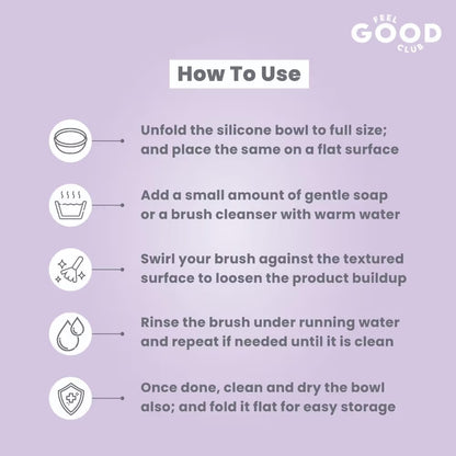 Feel Good Club Swirl & Scrub Mini Foldable Makeup Brush Cleaner Silicone Bowl With Textured Surface