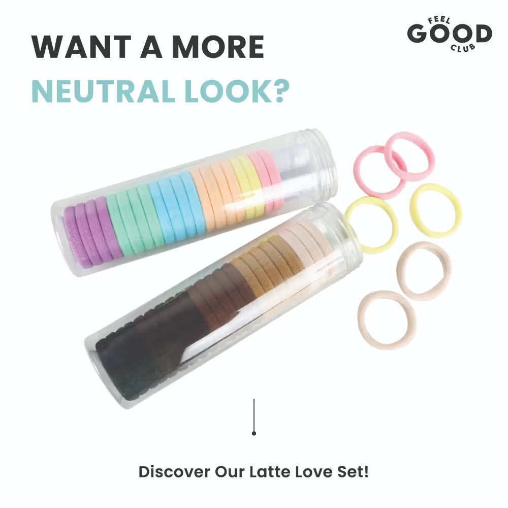 Feel Good Club Candy Pop Hair Ties - Set Of 24 Hair Bands In 6 Colours In A Travel-Friendly Jar