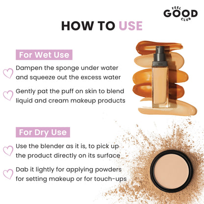Feel Good Club Double Cut Makeup Sponge Puff For Blending Foundation Concealer Blush Face Contour