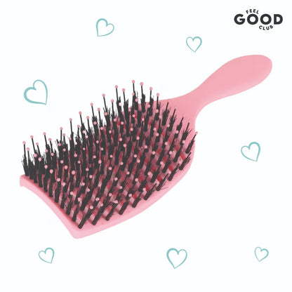 Feel Good Club Pink Smoothing Paddle Brush For Hair Frizz-Control Quick Detangling & Daily Styling