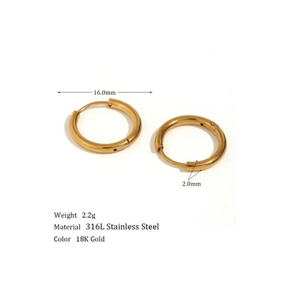 18kt Gold Plated Minimal Round Hoops, Sudha