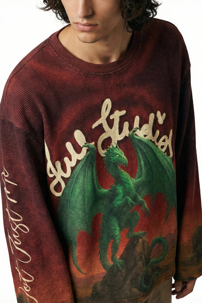 Emerald Dragon Full Sleeve Waffle Tee