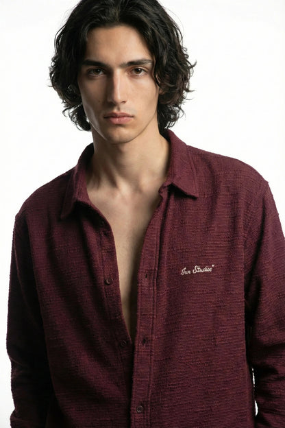 Wine Heavyweight Textured Shirt