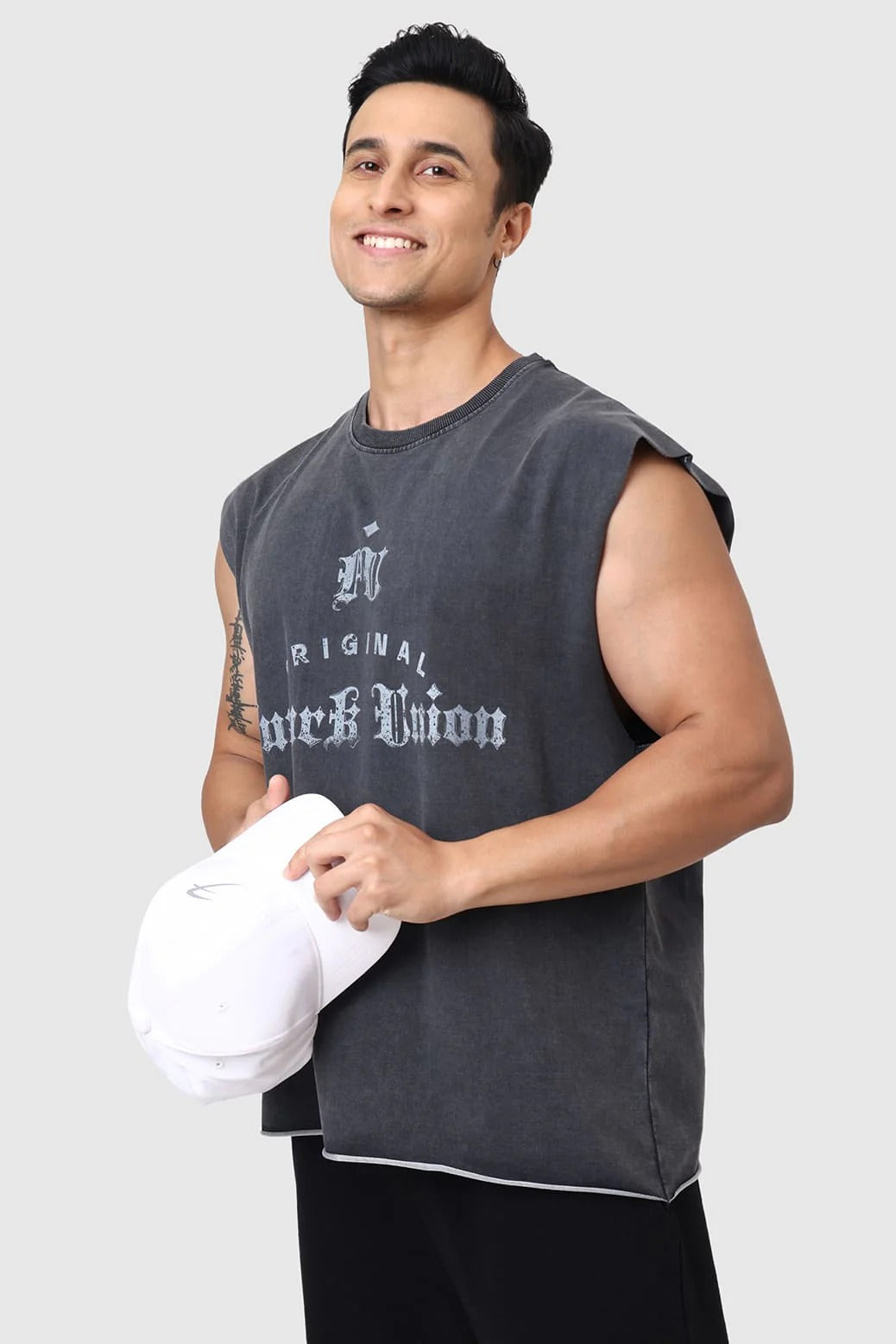Shadow Washed Capsleeves Tank Dark Grey | Fuaark at Broadway