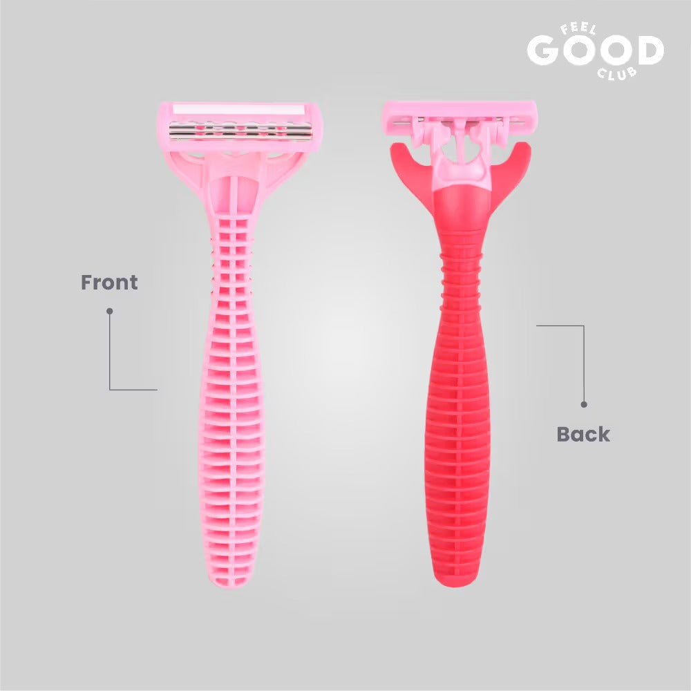 Feel Good Club Triple Blade Razors - Pack Of 3 Reusable Units For Quick & Painless Body Hair Removal