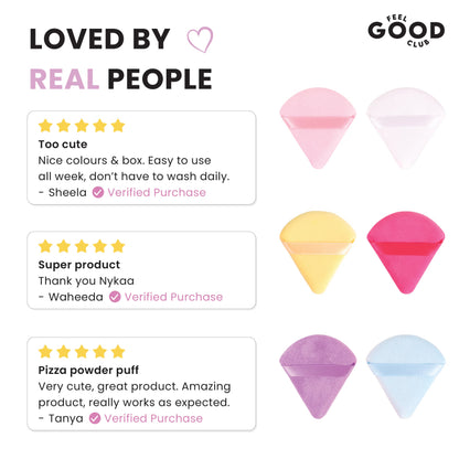 Feel Good Club Makeup Munchies- 6 Full-sized Pizza Powder Beauty Puffs In A Box Case (Mixed Colours)