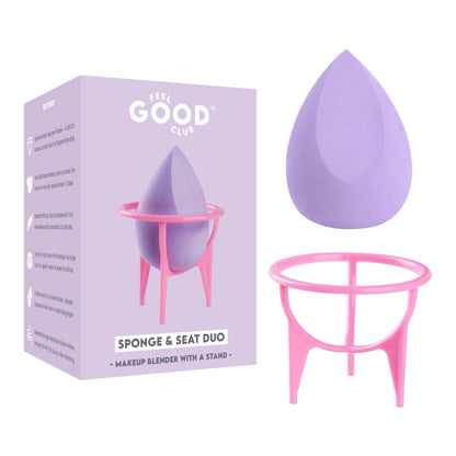 Feel Good Club Sponge & Seat - Makeup Blender With A Stand For Face Foundation Powder Beauty Puff