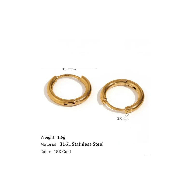 18kt Gold Plated Minimal Round Hoops, Sudha
