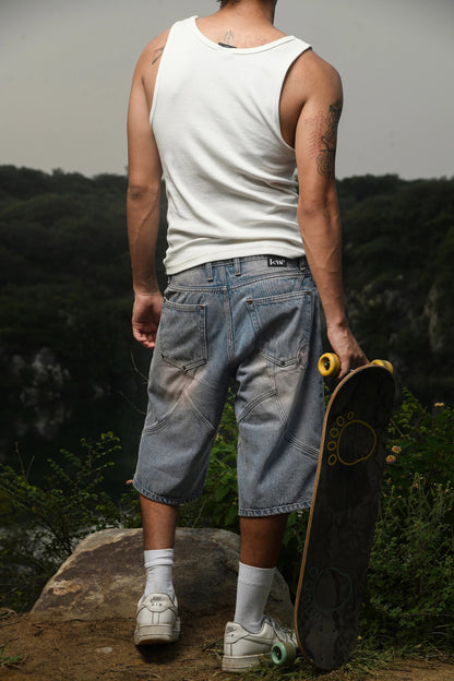 Washed Denim Jorts