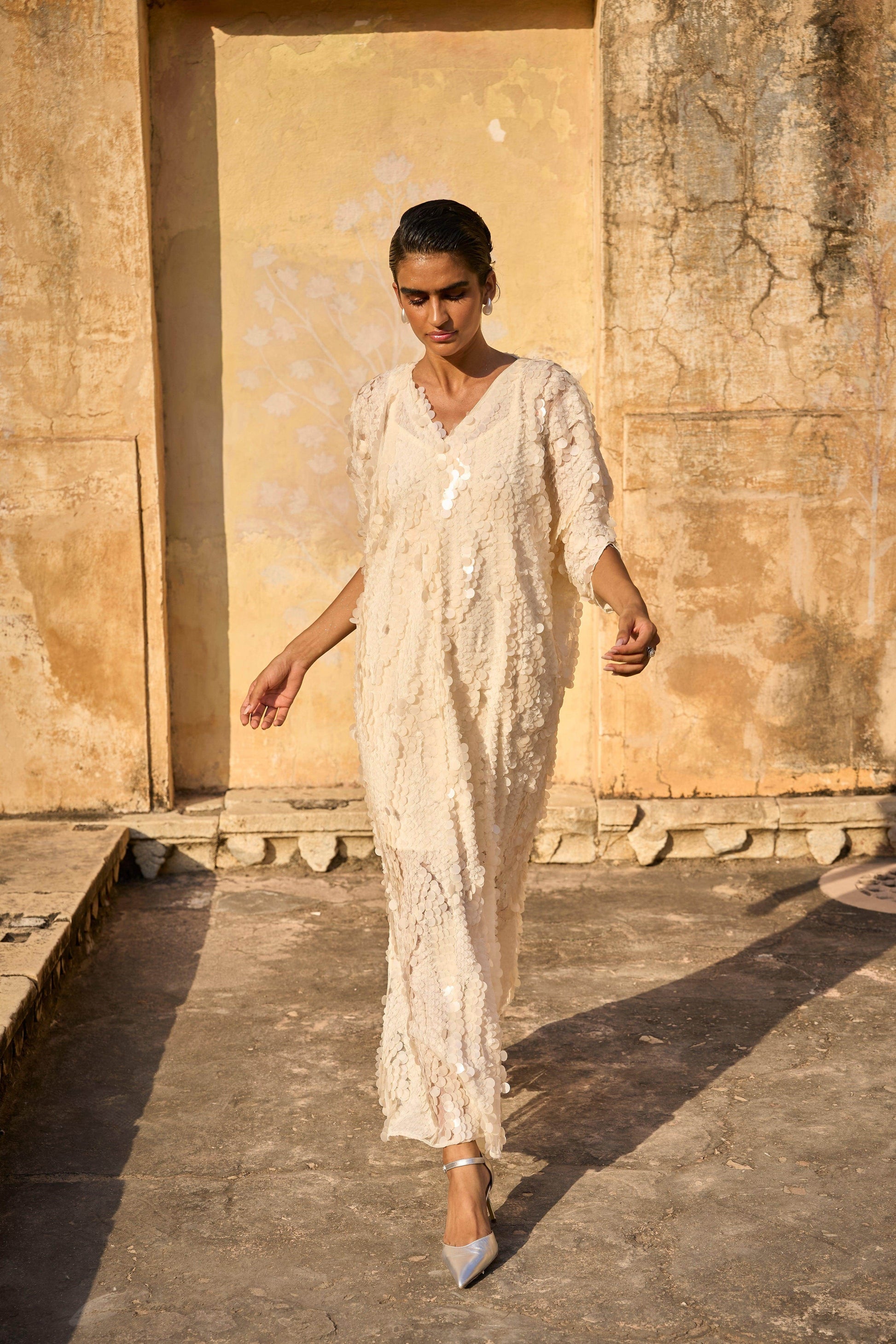 IVORY PAILLETTE KAFTAN DRESS | Dash and Dot at Broadway