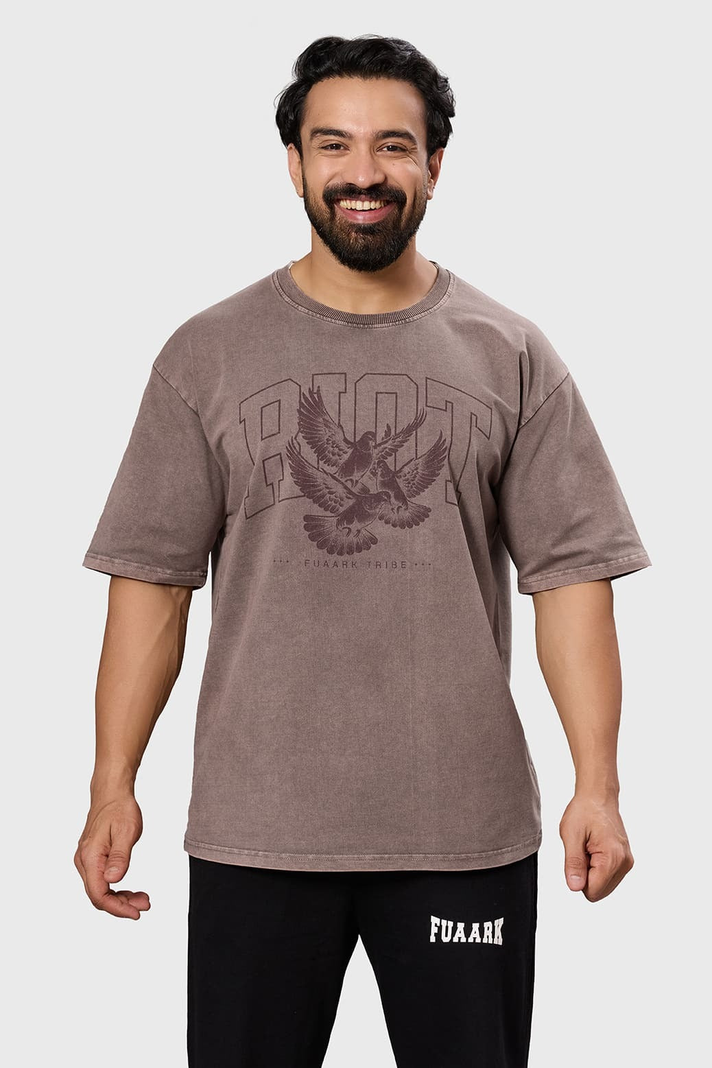 Shadow Washed Oversized T-Shirt Brown | Fuaark at Broadway