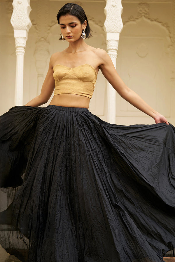 TISSUE BRALETTE AND CRUSHED SKIRT