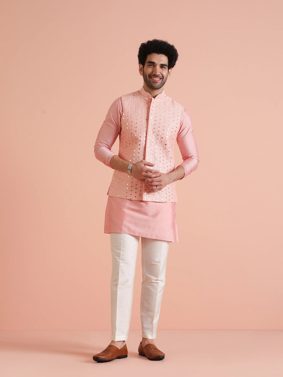 Kisah Men's Blush-Pink Short Jacket