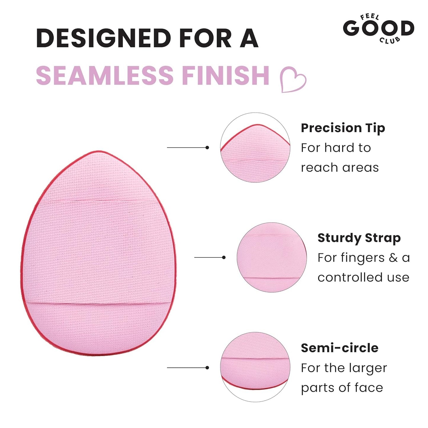 Feel Good Club Set Of 6 Finger Puffs With A Storage Case Mini Makeup Cushion Blender Sponges