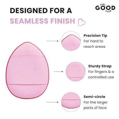 Feel Good Club Set Of 6 Finger Puffs With A Storage Case Mini Makeup Cushion Blender Sponges