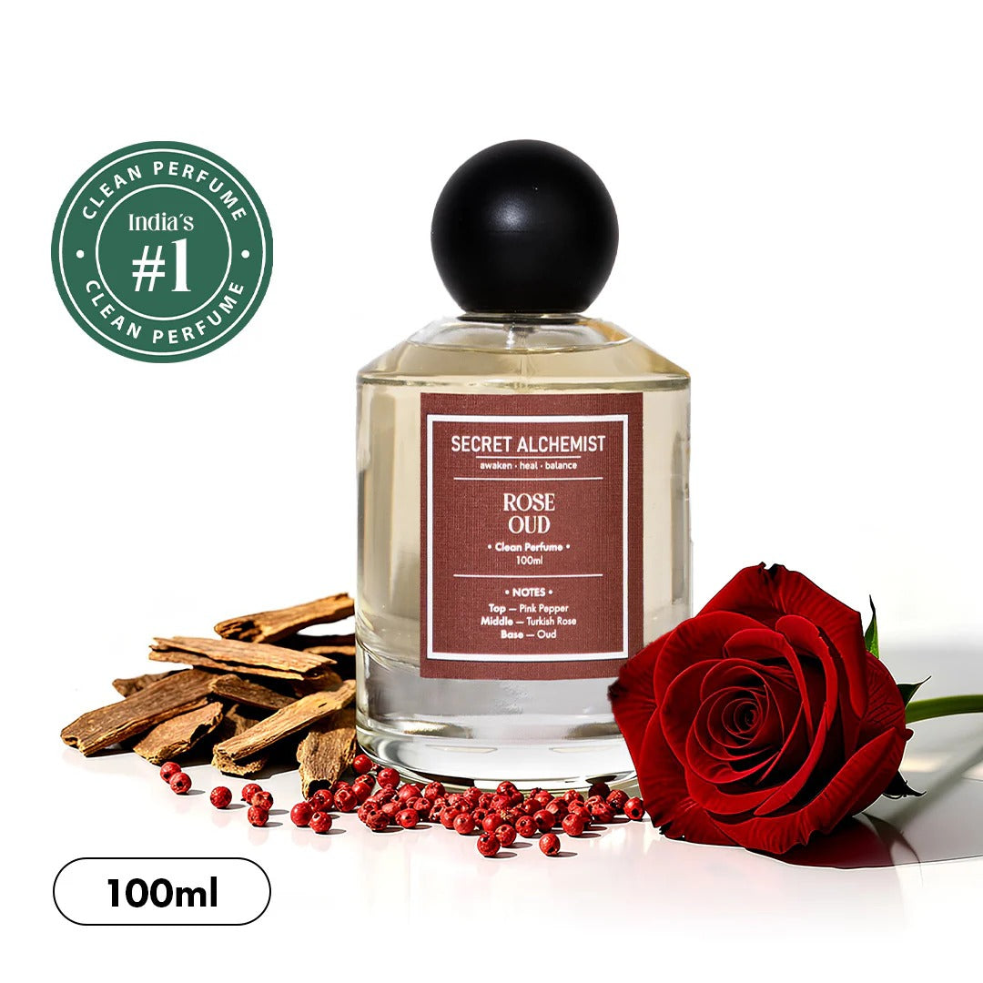 Secret Alchemist Rose Oud Clean Perfume, Long Lasting, Floral Woody EDP with Rose, Oud & Pink Pepper | Secret Alchemist at Broadway