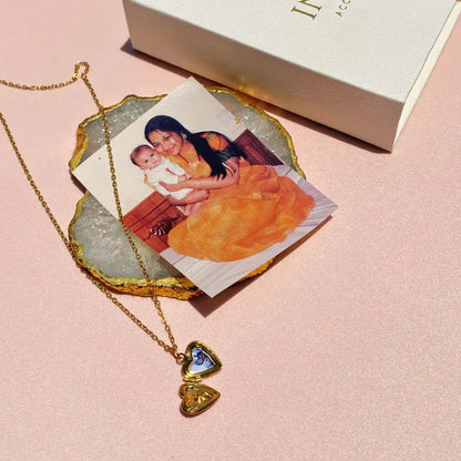 18kt Gold Plated Starstruck Opal Stone Photo Locket Keepsake Necklace, Noor