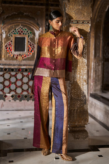 BENARES TISSUE STRIPED PANT SET