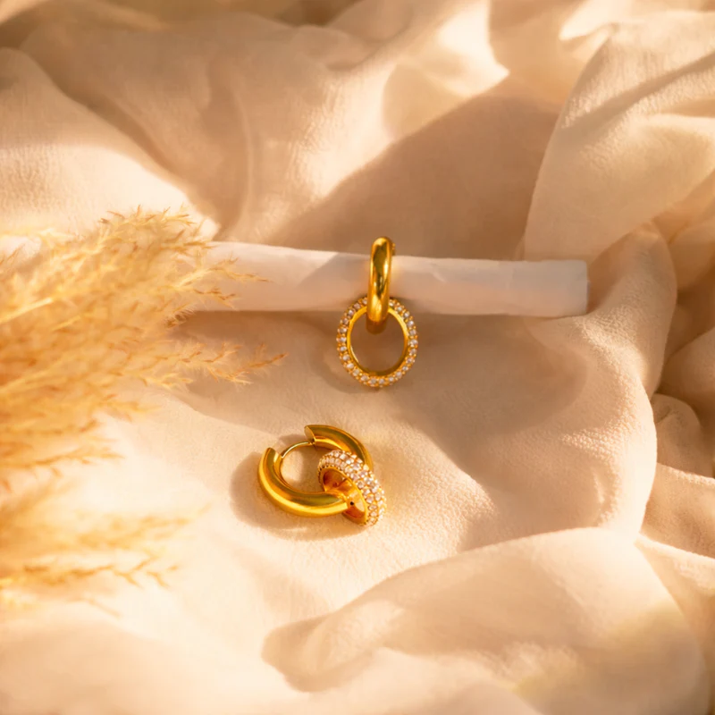 18KT Gold Plated Zircon Insert Huggies, Pritika