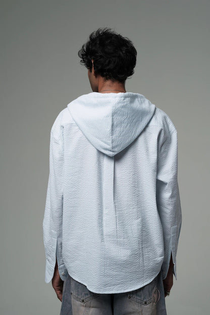 Sky Hooded Textured Shirt