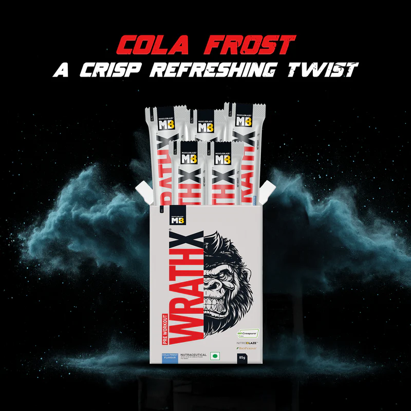 MuscleBlaze Pre Workout WrathX with Creapure®, Nitroblaze & BioPerine (Cola Frost, 85g, Pack of 5) | MuscleBlaze at Broadway