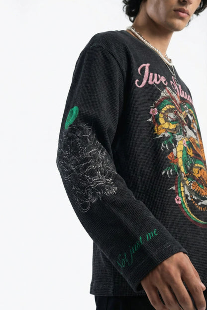 Dragon X Tiger Waffle Full Sleeve Tee