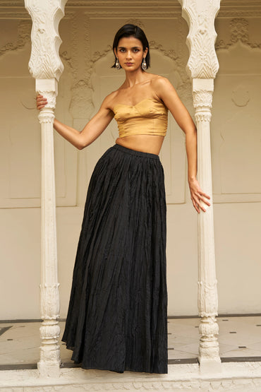 TISSUE BRALETTE AND CRUSHED SKIRT