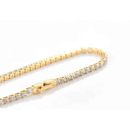14 KT Gold Plated Rhinestone Tennis Bracelet, Aurora