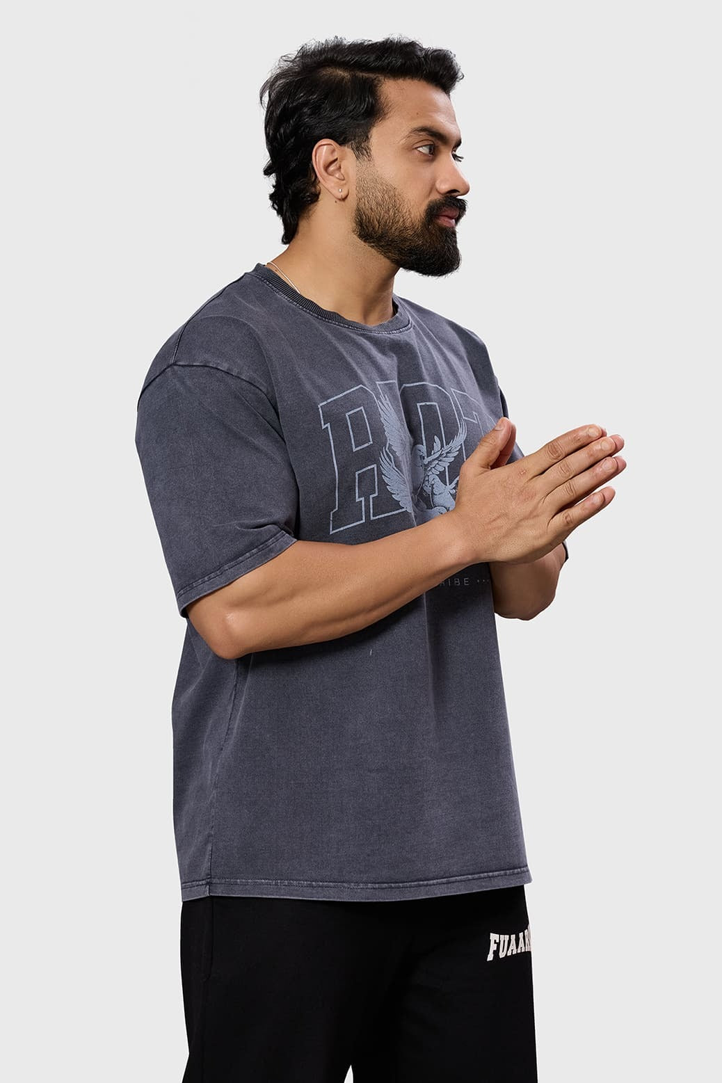 Shadow Washed Oversized T-Shirt Dark Grey | Fuaark at Broadway