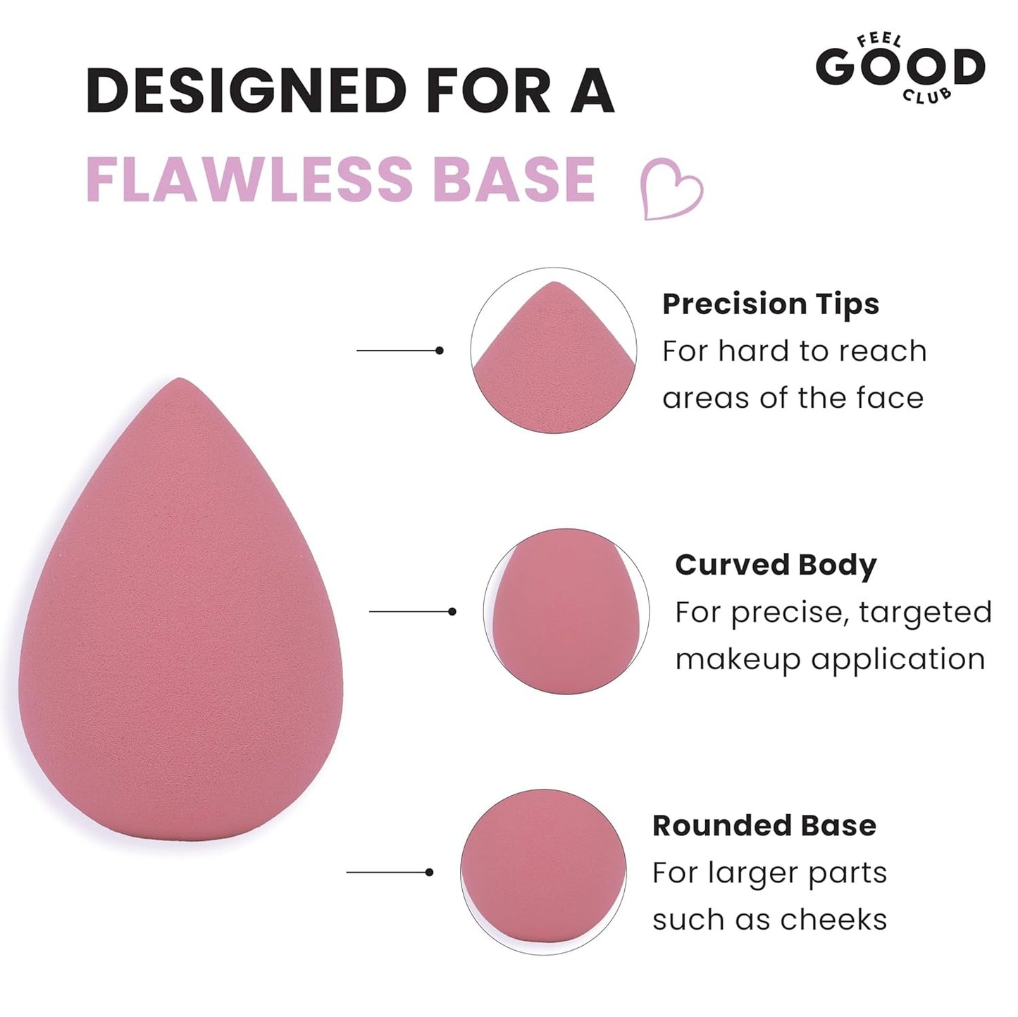 Feel Good Club Classic Makeup Blender Super Soft Beauty Sponge Puff (Colour & Shape May Vary)
