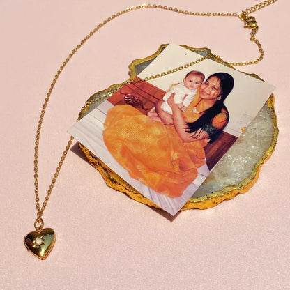 18kt Gold Plated Starstruck Opal Stone Photo Locket Keepsake Necklace, Noor