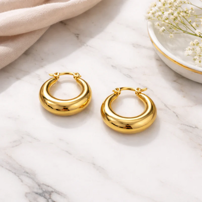 18kt Gold Plated U Shaped Chunky Hoop Earrings, Ballerina