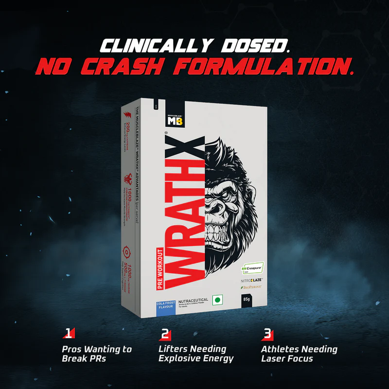 MuscleBlaze Pre Workout WrathX with Creapure®, Nitroblaze & BioPerine (Cola Frost, 85g, Pack of 5) | MuscleBlaze at Broadway