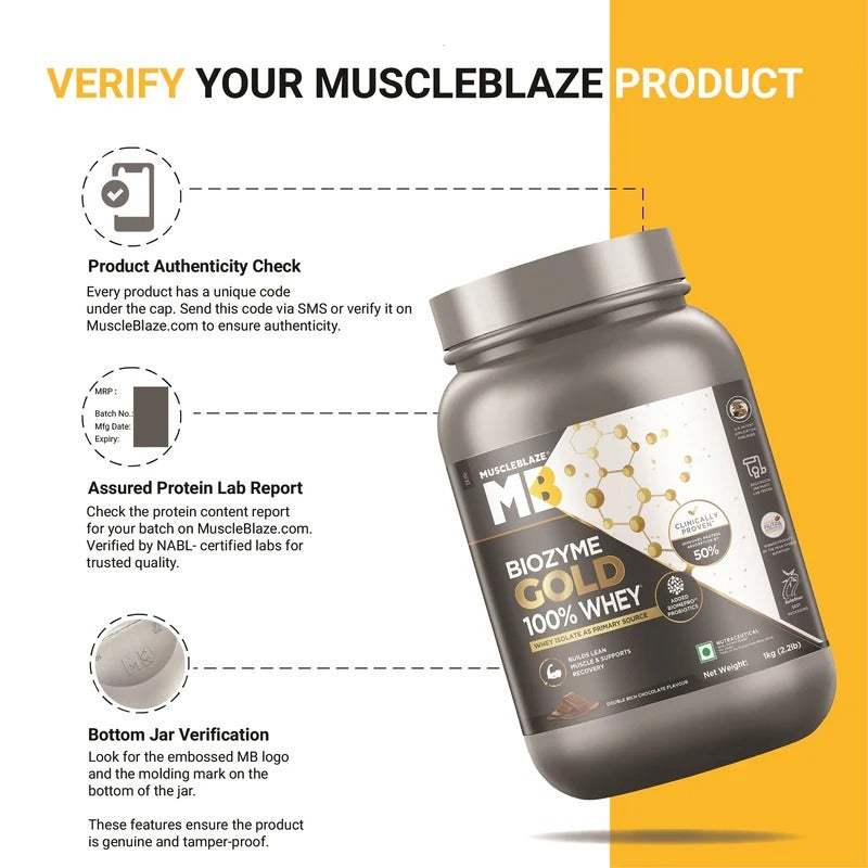 MuscleBlaze Biozyme Gold 100% Whey Protein | Double Rich Chocolate | MuscleBlaze at Broadway