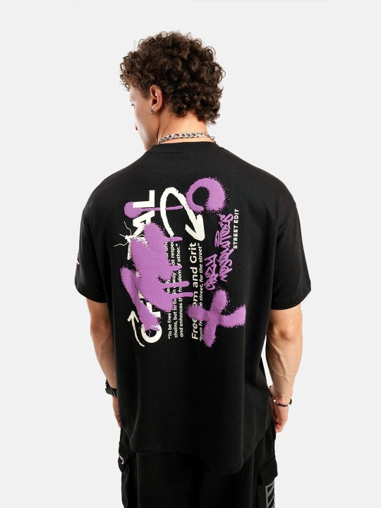 Black Graffy Oversized T-Shirt | Crazy Mosquitoes at Broadway