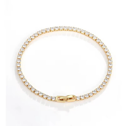 14 KT Gold Plated Rhinestone Tennis Bracelet, Aurora