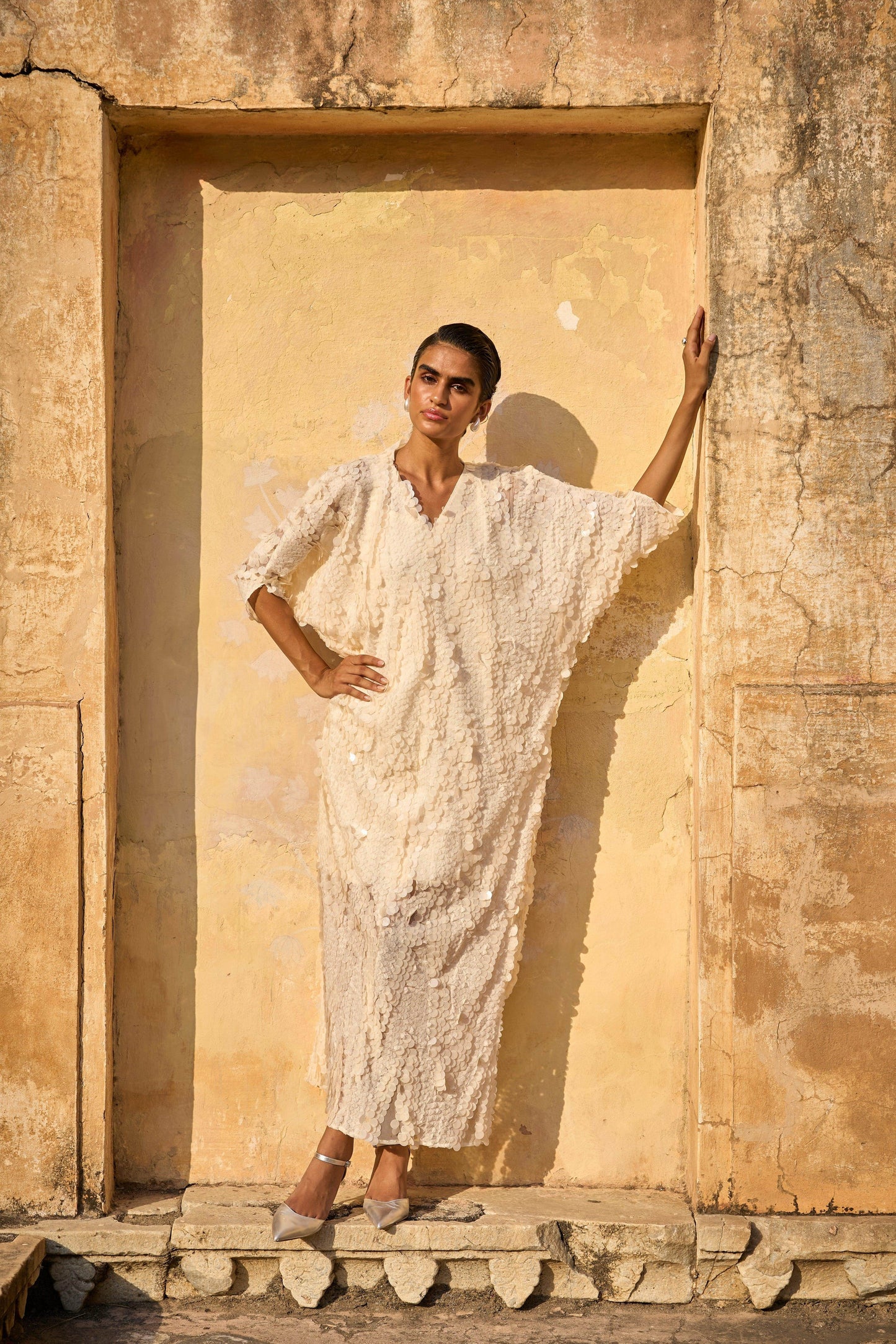 IVORY PAILLETTE KAFTAN DRESS | Dash and Dot at Broadway