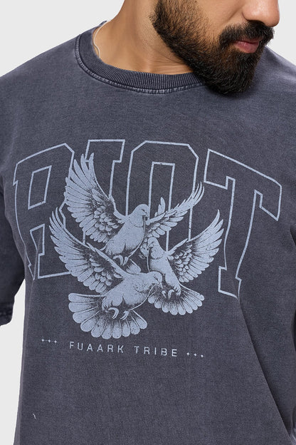 Shadow Washed Oversized T-Shirt Dark Grey | Fuaark at Broadway