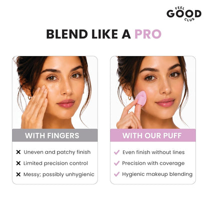 Feel Good Club Set Of 6 Finger Puffs With A Storage Case Mini Makeup Cushion Blender Sponges